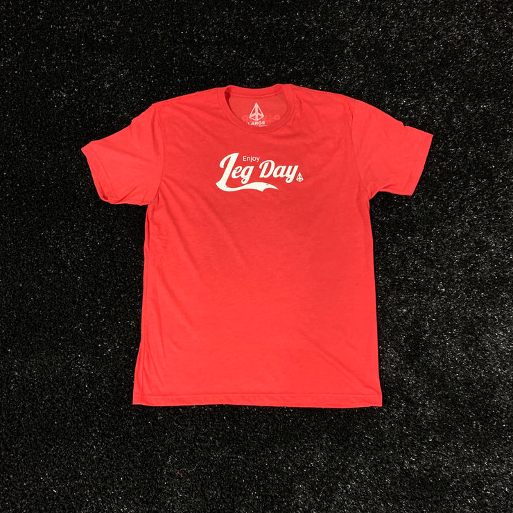 POWER IN MOTION Enjoy Leg Day Fitted Tee - Red/White